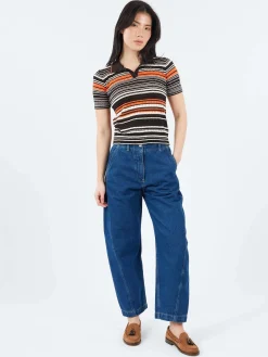 Roberto Collina - Multi-Striped Polo in Corallo