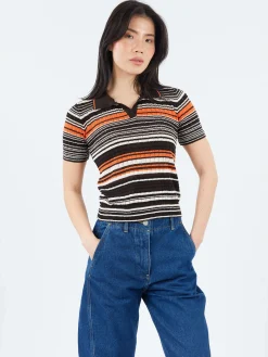 Roberto Collina - Multi-Striped Polo in Corallo