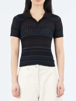 Roberto Collina - Multi-Striped Polo in Nero and Navy