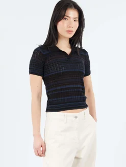 Roberto Collina - Multi-Striped Polo in Nero and Navy