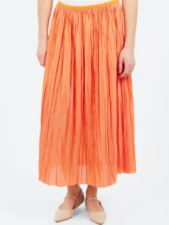 Roberto Collina - Plisse Midi Skirt in Corallo