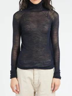 Roberto Collina - Semi Sheer Turtleneck in Navy