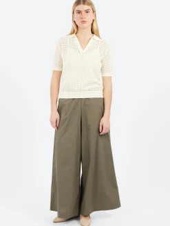Roberto Collina - Wide Cropped Trousers in Militare