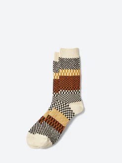 ROTOTO - Check & Step Socks in Black