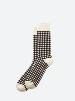 ROTOTO - Gingham Check Sock in Black