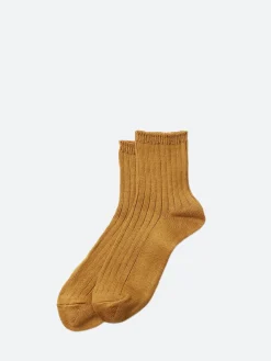 ROTOTO - Linen Cotton Ankle Sock in Dark Gold