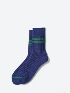 ROTOTO - Merino Lambswool Stripe Socks in Navy and Green