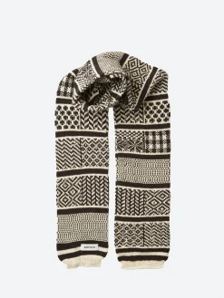 ROTOTO - Multi Jacquard Sock Stole in Ivory/Black