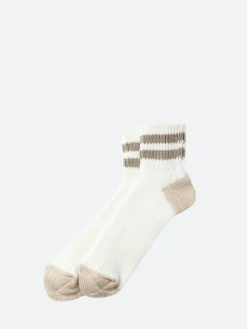 ROTOTO - OS Ribbed Ankle Sock in White and Grey