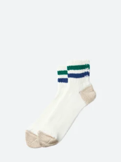 ROTOTO - OS Ribbed Ankle Sock in Green and Blue