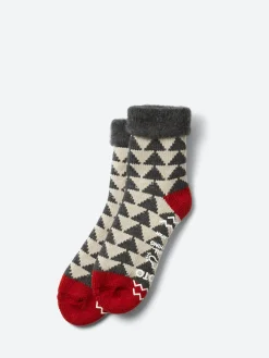 ROTOTO - Sankaku Comfy Room Sock in Charcoal and Red