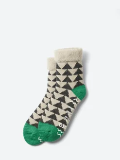 ROTOTO - Sankaku Comfy Room Sock in Charcoal and Green