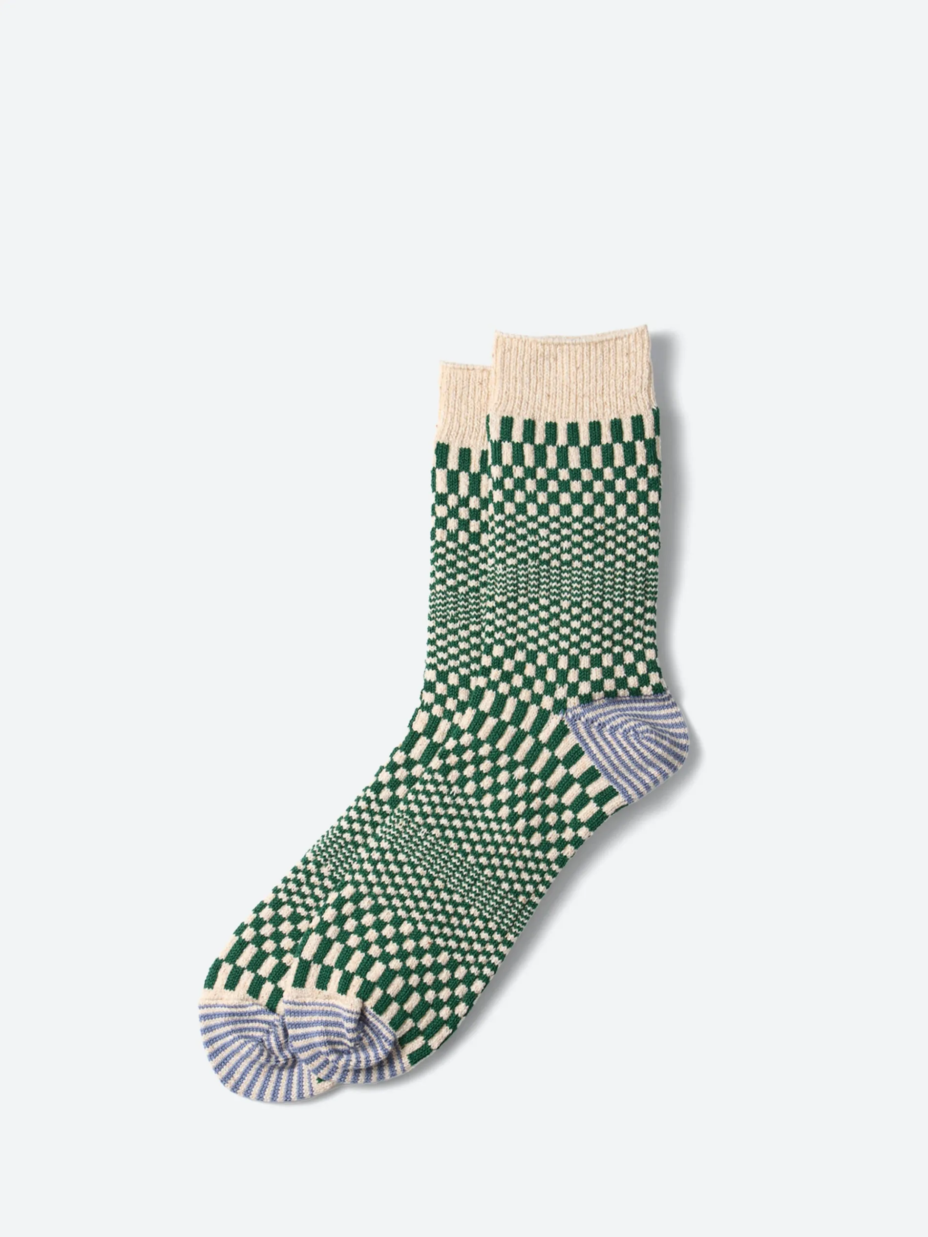 ROTOTO - Warped Checkerboard Sock in Green