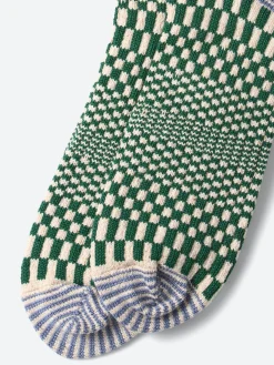 ROTOTO - Warped Checkerboard Sock in Green