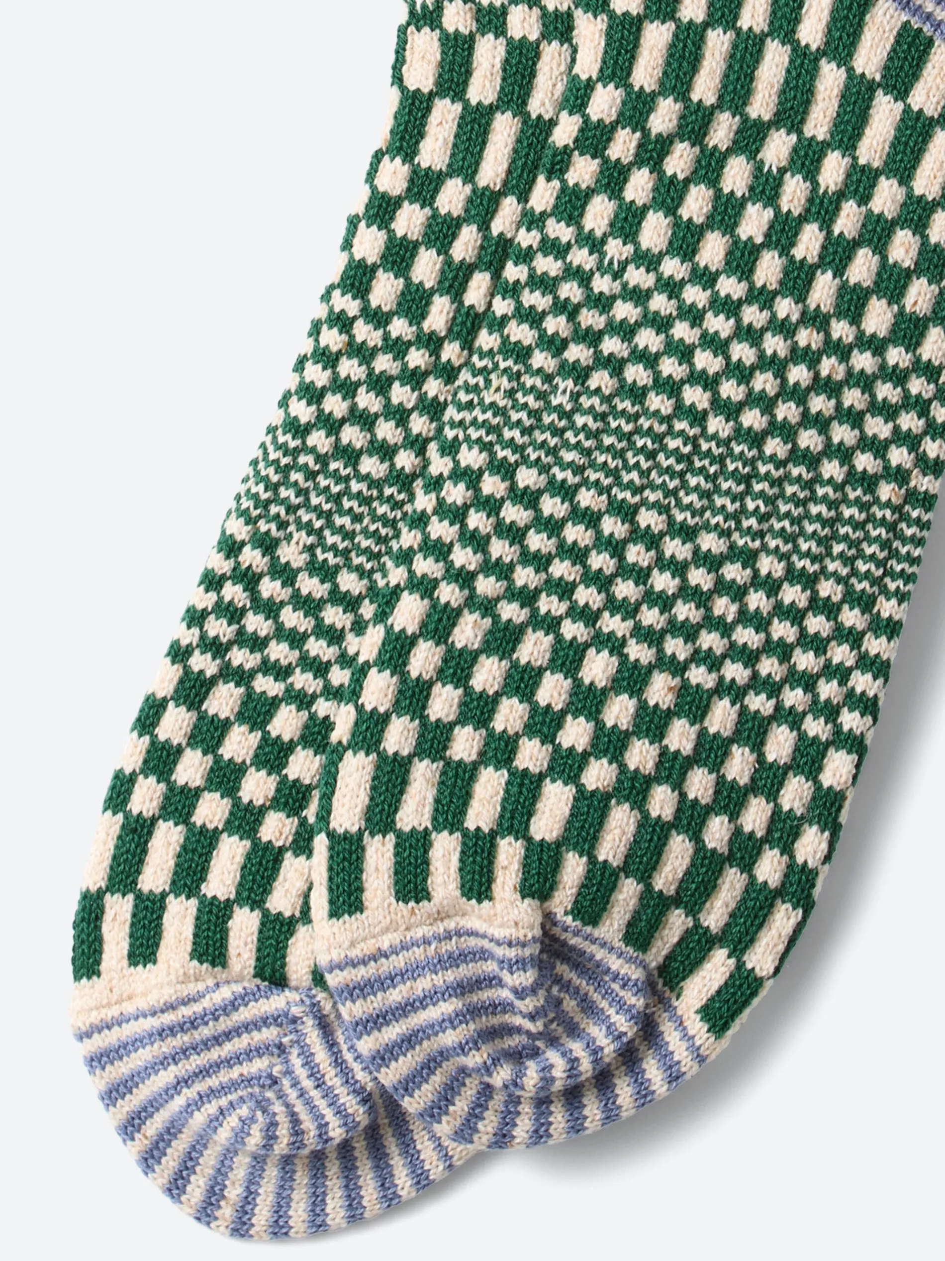 ROTOTO - Warped Checkerboard Sock in Green