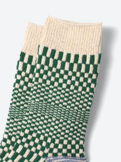 ROTOTO - Warped Checkerboard Sock in Green