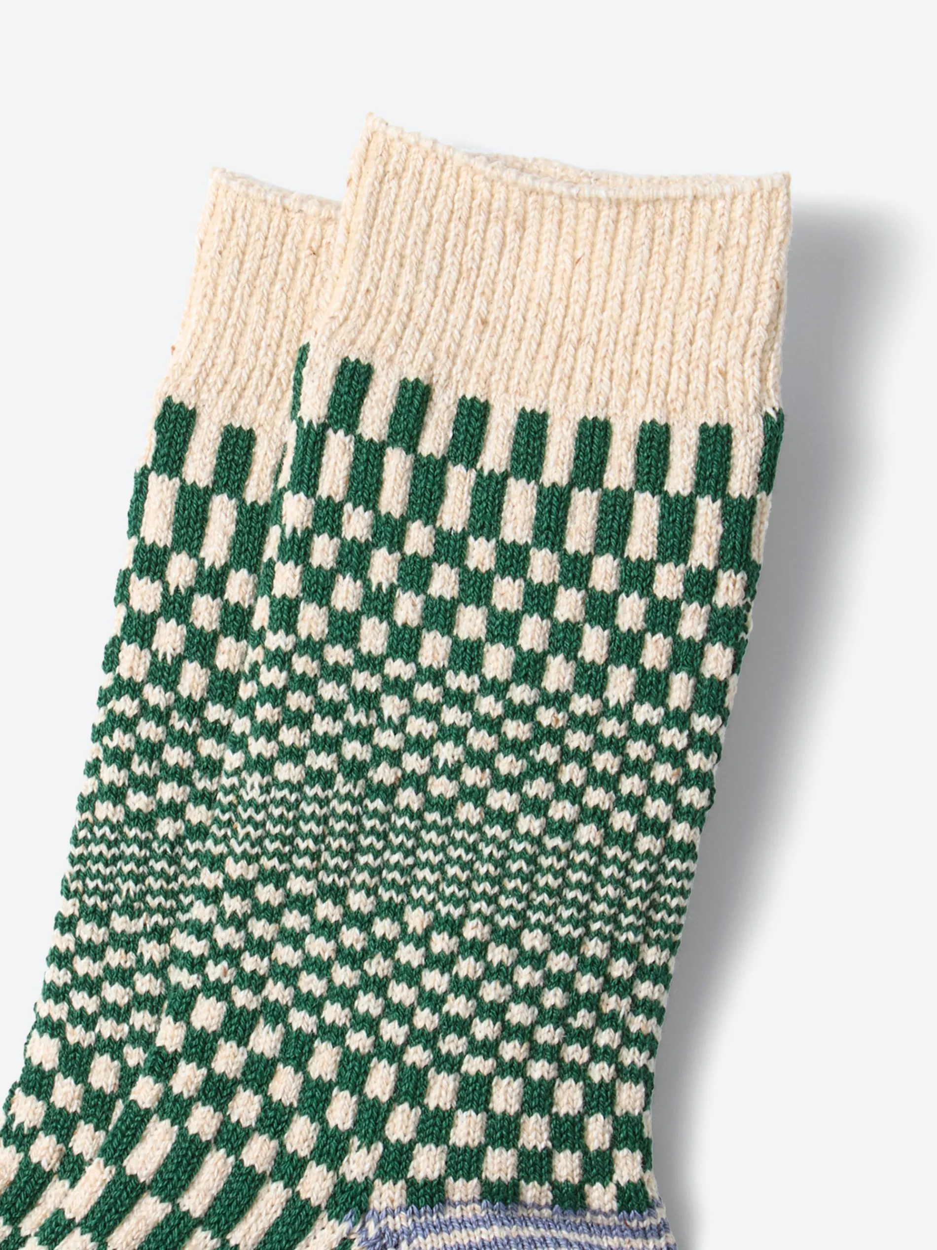ROTOTO - Warped Checkerboard Sock in Green