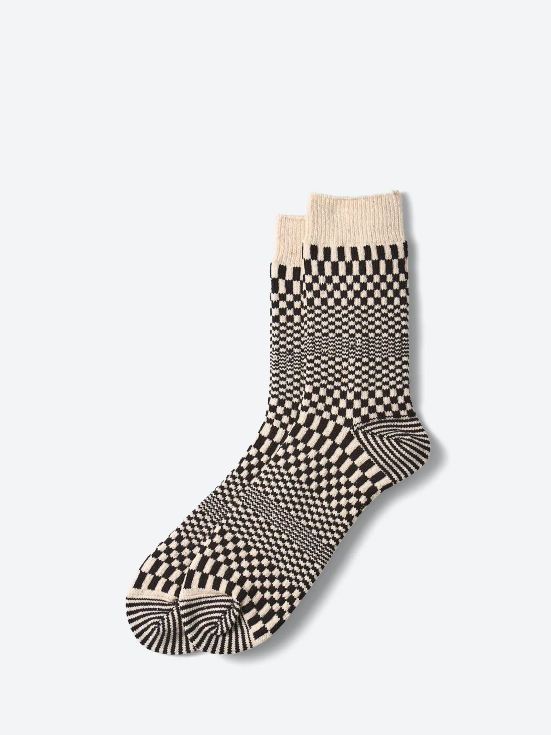 ROTOTO - Warped Checkerboard Sock in Black
