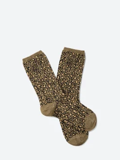 Royalties Paris - Lea Leopard Socks in Kaki