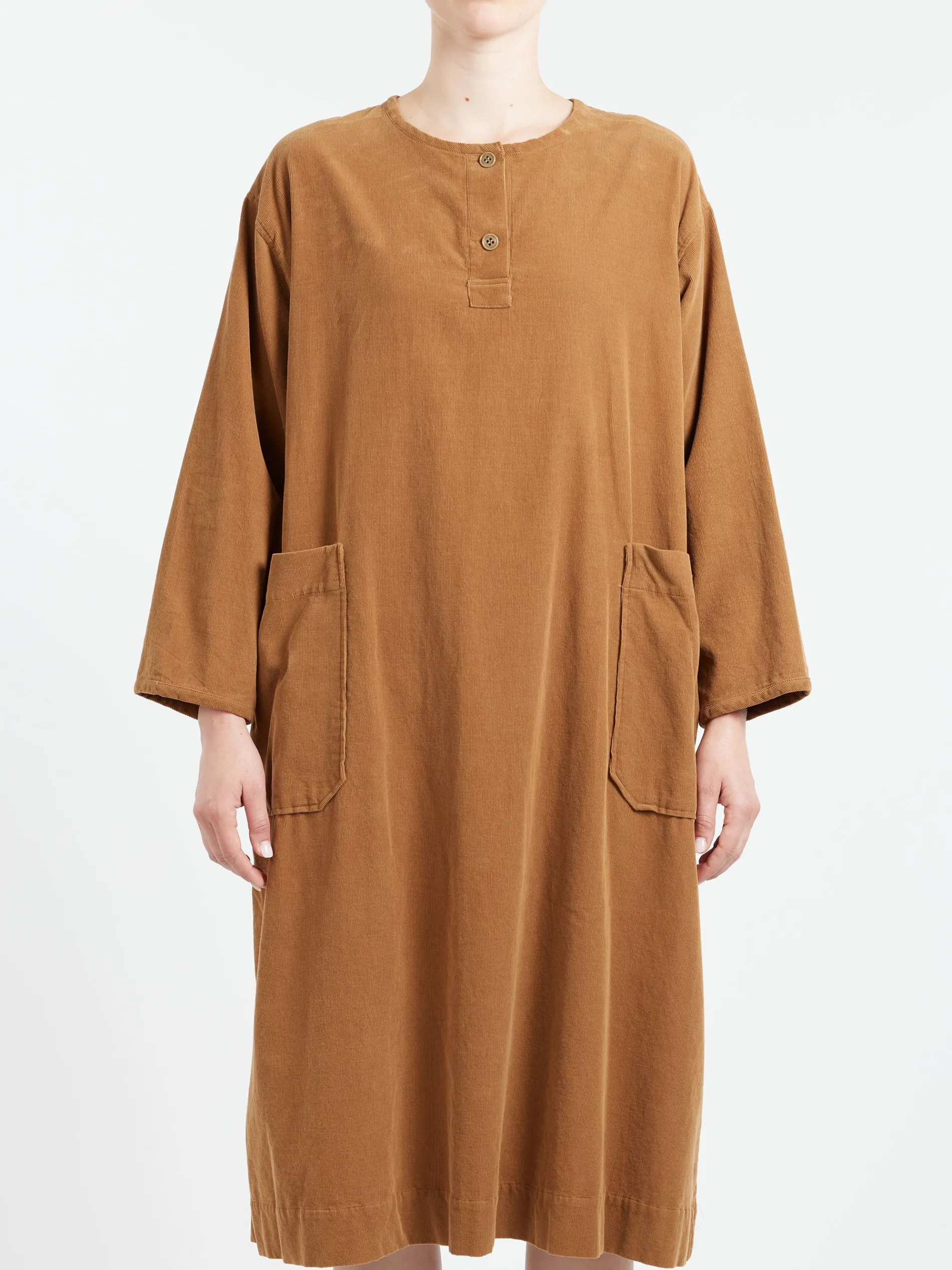 Sarahwear - Corduroy Henley Dress in Beige