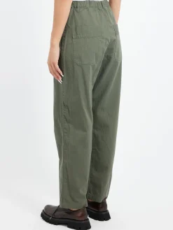 Sarahwear - Cotton Herringbone Soft Tapered Pants in Khaki