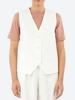 Sarahwear - Shirring Embroidery Poplin Vest in White