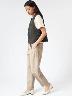 Sarahwear - Weather Cloth Tapered Tuck Pants in Beige