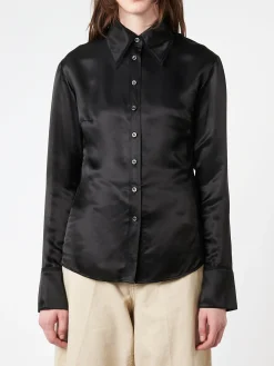 Silk Blend Button-Up Shirt