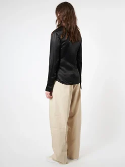 Silk Blend Button-Up Shirt