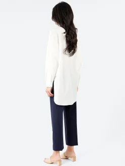 Silk Laundry - Cotton Silk Round Shirt in White