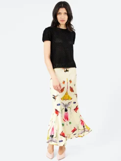 Silk Laundry - Long Bias Cut Skirt in Insects