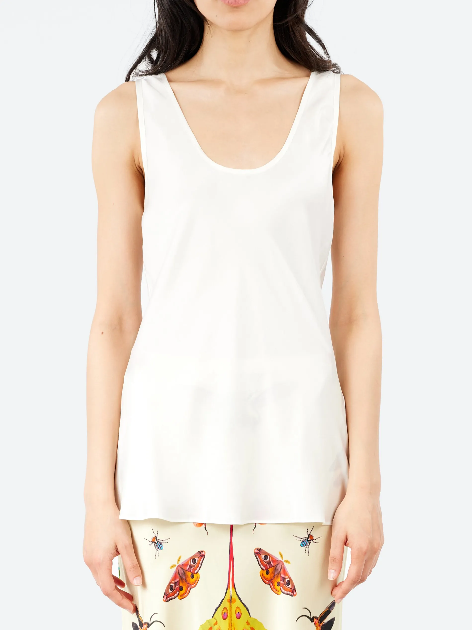 Silk Laundry - Scoop Neck Tank in White