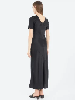 Silk Laundry - Short Sleeve Bias Dress in Black