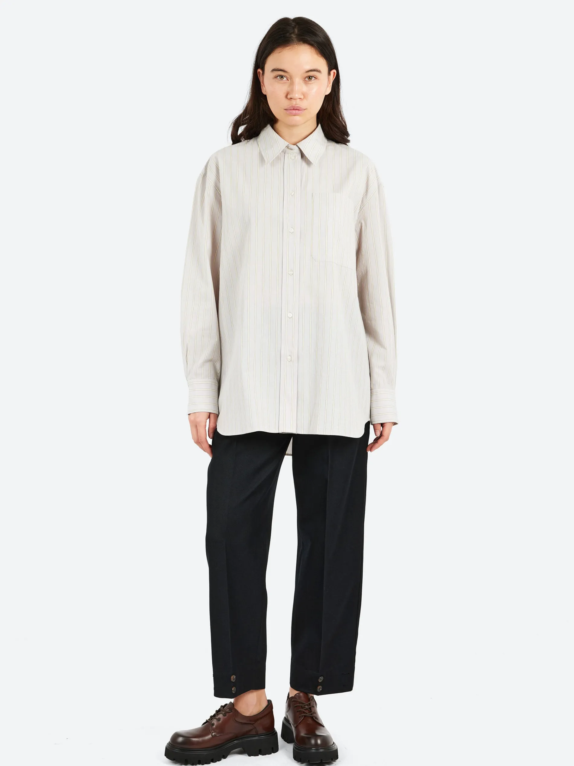 Soeur - Carlotta Shirt in Gris Clair and Ecru