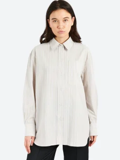 Soeur - Carlotta Shirt in Gris Clair and Ecru