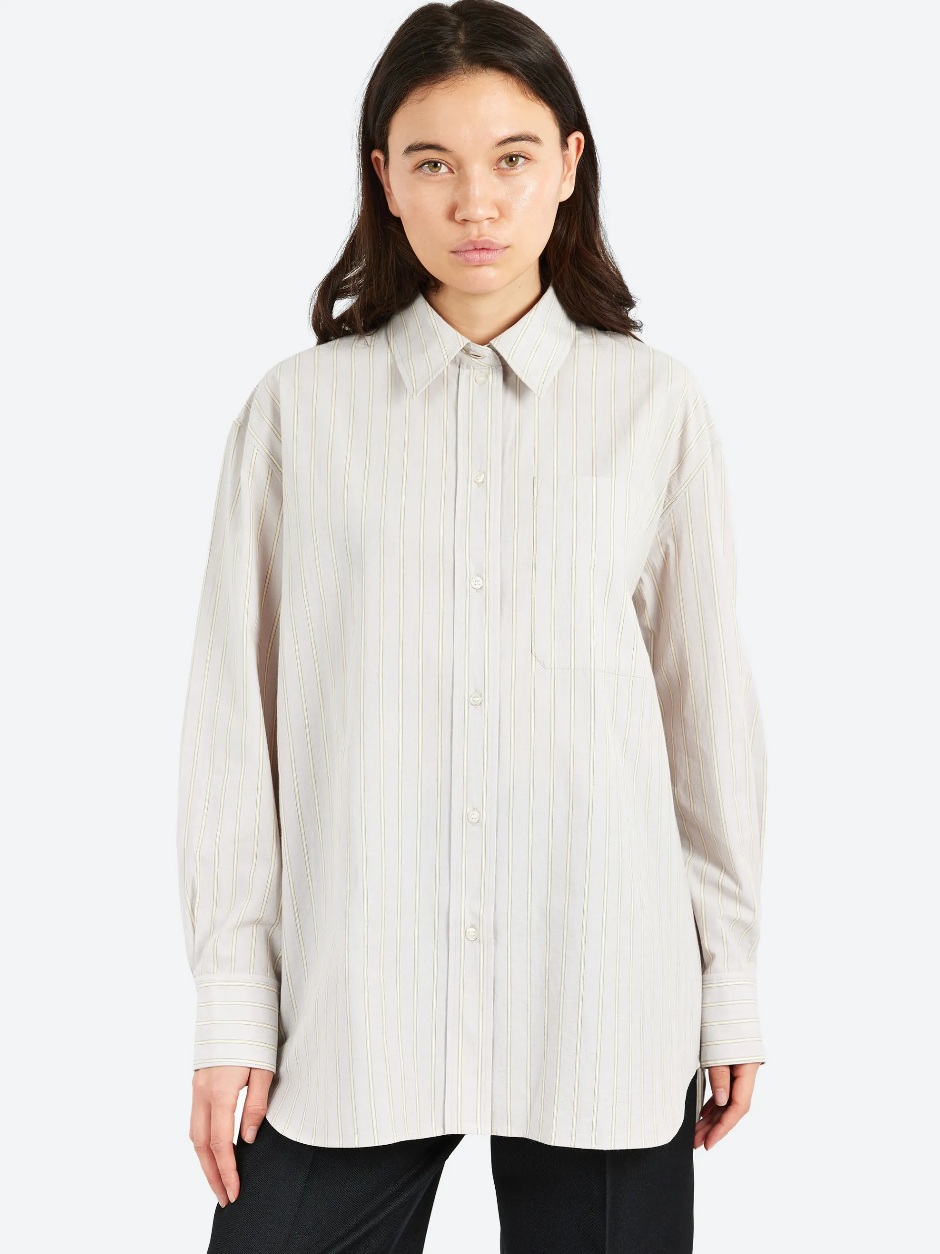 Soeur - Carlotta Shirt in Gris Clair and Ecru