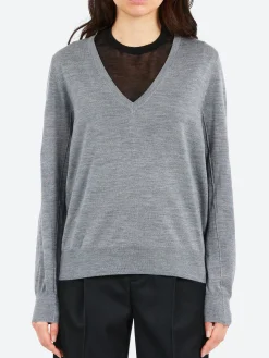 Soeur - Derek V-Neck Sweater in Gris Chine