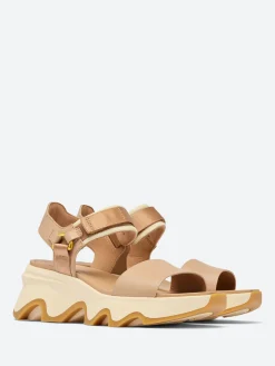SOREL - Kinetic Impact Y-Strap High Wedge Sandal in Honest Beige and Honey White