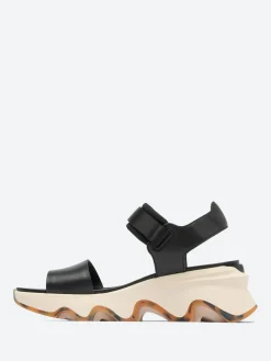 SOREL - Kinetic Impact Y-Strap High Wedge Sandal in Black and Chalk