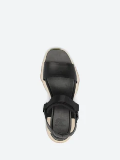 SOREL - Kinetic Impact Y-Strap High Wedge Sandal in Black and Chalk