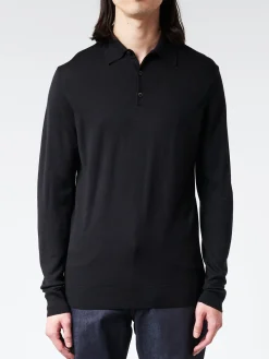 Sunspel - Extra-Fine Merino Polo Shirt in Black