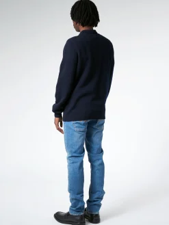 Sunspel - Lambswool Polo Shirt in Dark Navy