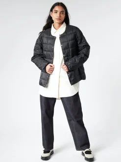 TAION - Crew Neck Button Down Jacket in Black