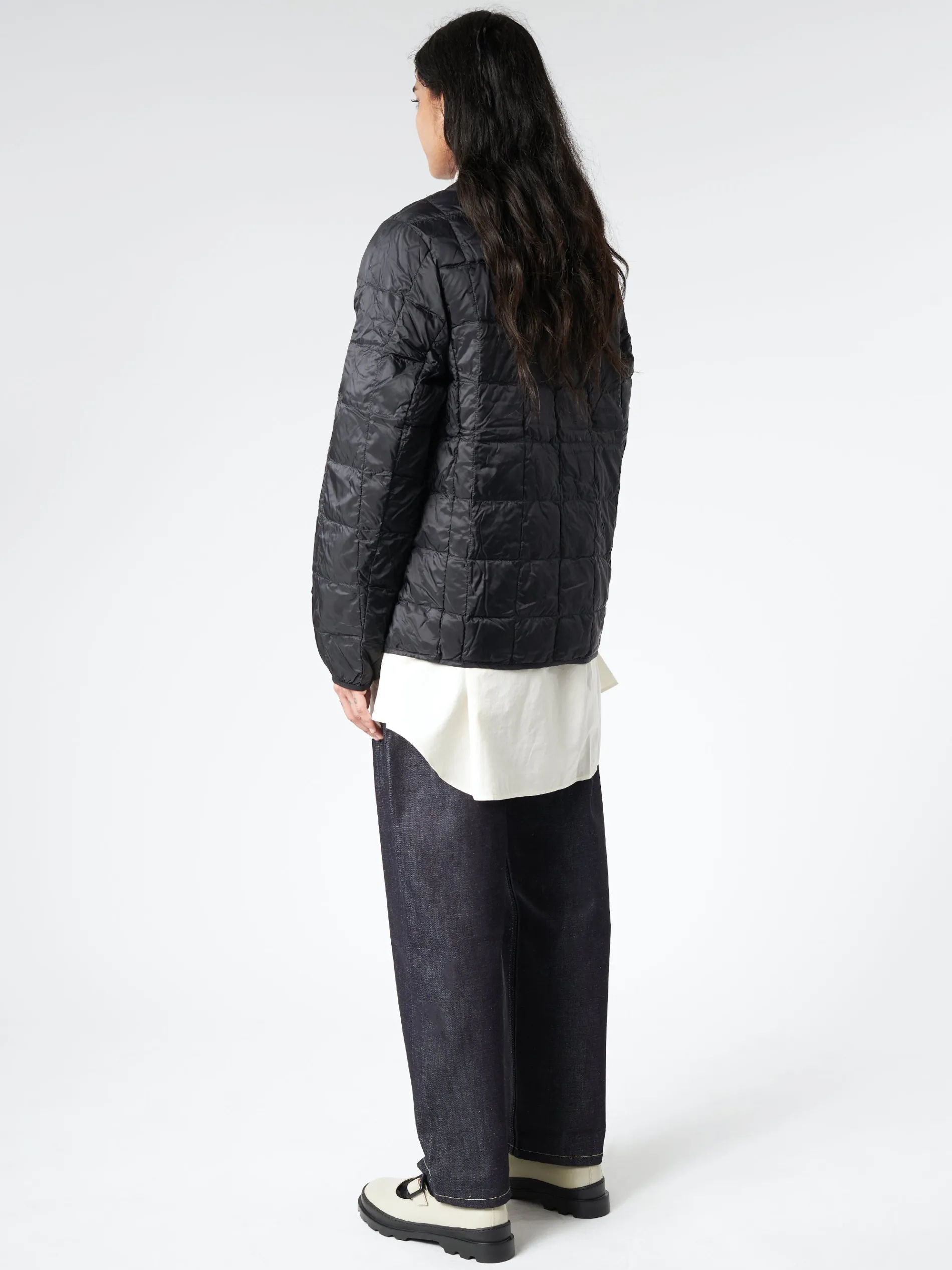 TAION - Crew Neck Button Down Jacket in Black