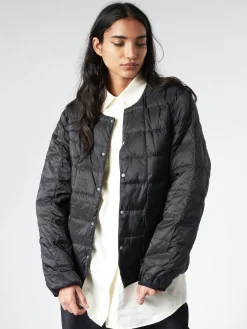 TAION - Crew Neck Button Down Jacket in Black