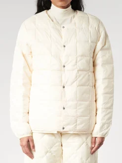 TAION - Crew Neck Button Down Jacket in Off White