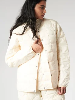 TAION - Crew Neck Button Down Jacket in Off White