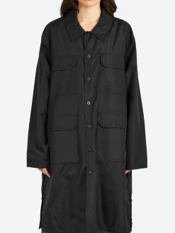 TAION - MIL Reversible Bal Collar Coat in Black