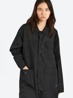 TAION - MIL Reversible Bal Collar Coat in Black