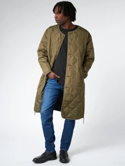 TAION - Military Crew Long Coat in Dark Olive
